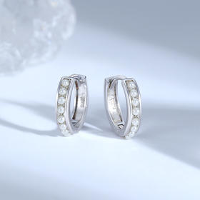 Winy S925 银仿珍珠耳扣 清冷银调碎珠环身 温柔质感日常通勤轻甜优雅耳饰女