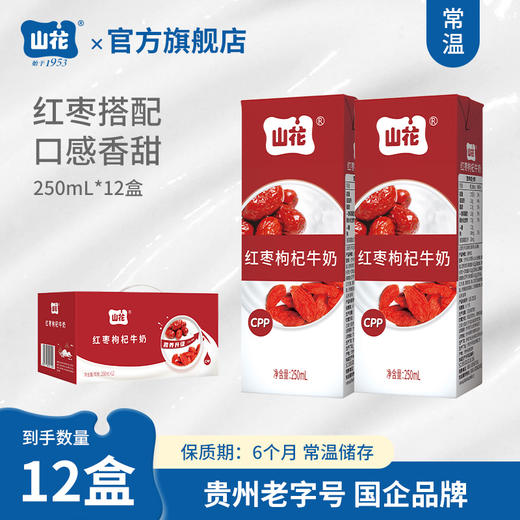 香甜口感贵州特产山花红枣枸杞牛奶250ml*12盒整箱装贵州老字号 商品图1