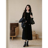鹿向南「心动剧场」黑色法式丝绒连衣裙女秋冬新款收腰气质长裙子 商品缩略图2