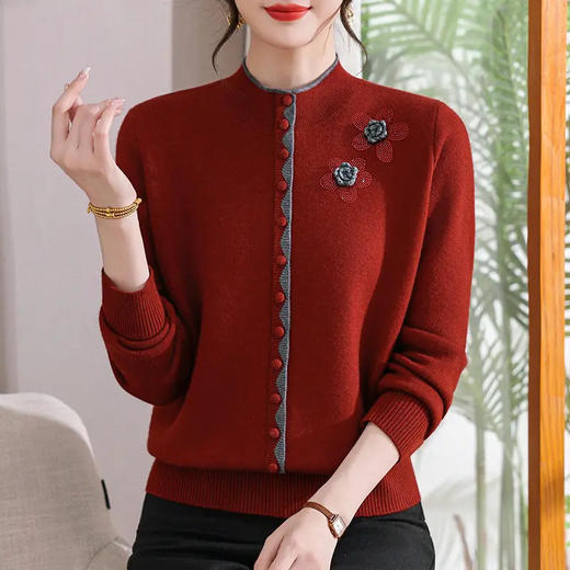 【高级材质面料❗️立体剪裁修饰身形】妈妈装冬装加绒保暖毛衣半高领打底中老年女装冬季必备。jb 商品图0