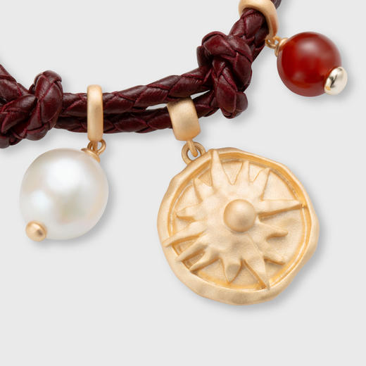 lost in echo2026春夏新款独特异形天然珍珠玛瑙皮绳手工编织手链 商品图3