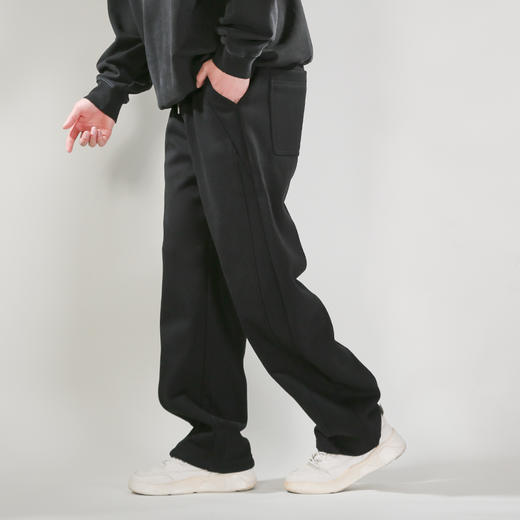 DRONKOO 2025 抽绳前袋前片交叉斜破骨复合绒厚卫裤 商品图2