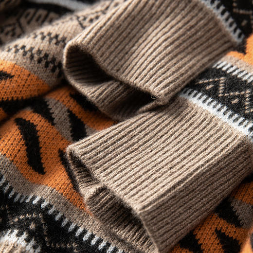 100%Baby小山羊绒~费尔岛复古提花圆领羊绒衫女BABY250496 商品图5