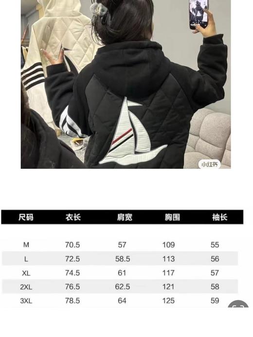 D122489冬季美式帆船四道杠连帽羽绒棉服面包服棉衣外套 商品图8