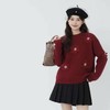 奢姿大码女装2025冬季胖妹妹时尚花朵装饰针织衫气质甜美显瘦上衣9854635277 商品缩略图1