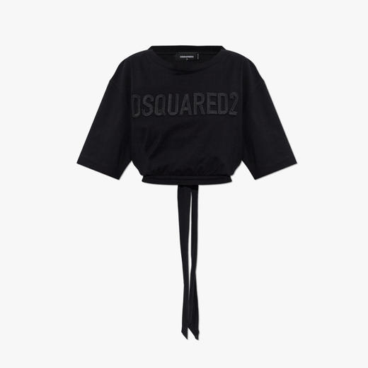 DSQUARED2 女士字母徽标刺绣棉质圆领短袖T恤 黑色 S72GD0583 D20020 900 商品图0