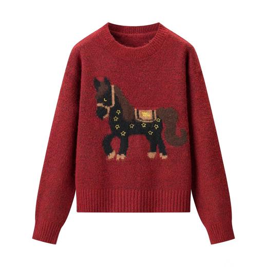 D122474可爱风小马提花圆领套头长袖毛衣 商品图2