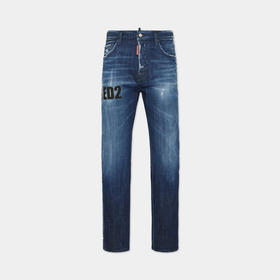 DSQUARED2 男士字母徽标印花棉质休闲牛仔裤 深蓝色 S71LB1701 D30010 470