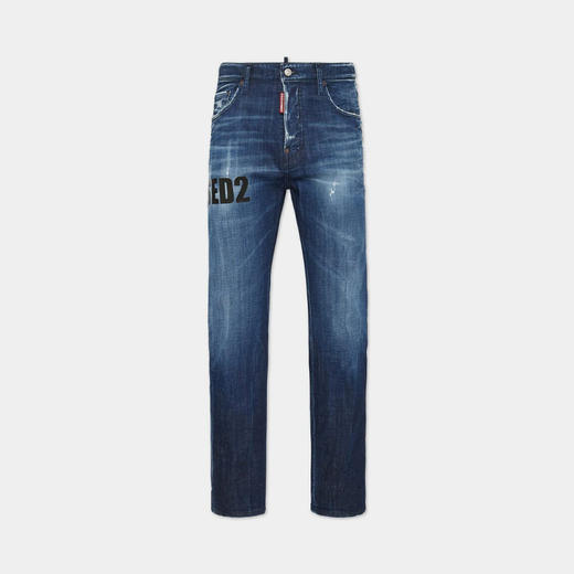 DSQUARED2 男士字母徽标印花棉质休闲牛仔裤 深蓝色 S71LB1701 D30010 470 商品图0