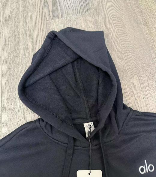 D122459加绒套头上衣纯色休闲宽松运动抽绳连帽卫衣 商品图4