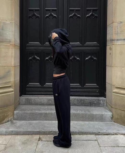 D122459加绒套头上衣纯色休闲宽松运动抽绳连帽卫衣 商品图9