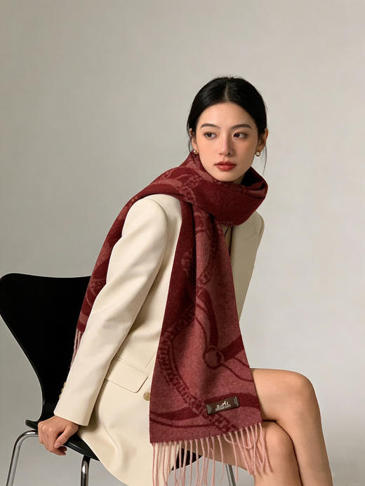 秋冬特惠💰350 爱马仕 巴黎时装展商务男士女士羊毛围巾 商品图0