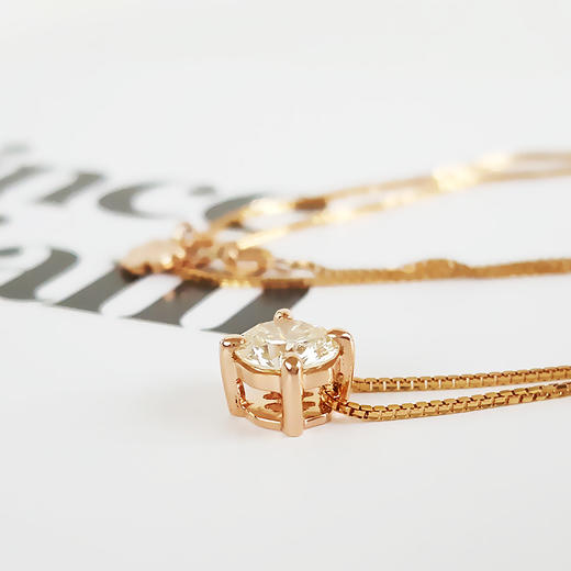 AU750玫瑰金简约时尚单钻款1.02克拉钻石吊坠项链6.1*6.1*5.3MM（皆取最大值）链长：42CM 151225NJS23 商品图5