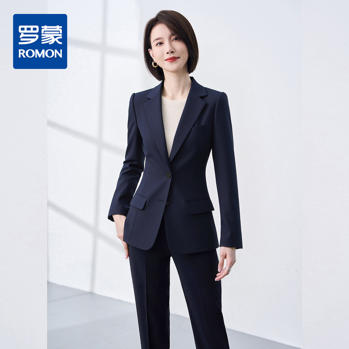 罗蒙女士单西外套平驳领气质商务职业挺括有型时尚通勤西服