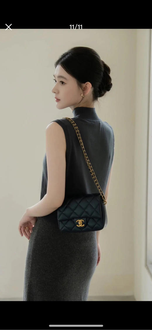 Chanel 羊皮 黑金 珍珠 链条 方胖子 商品图2