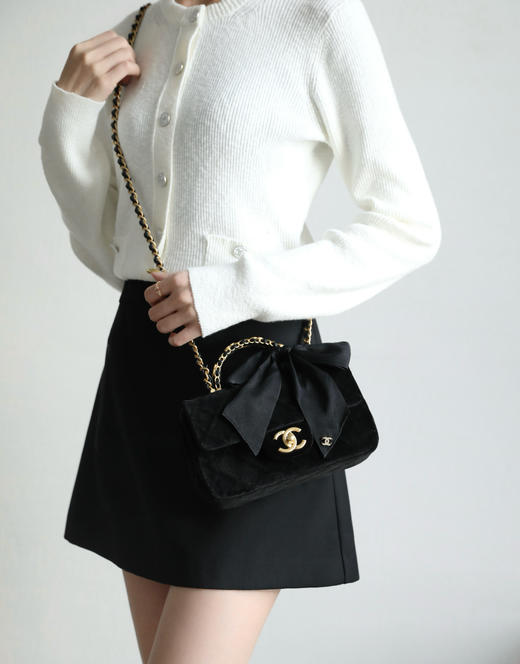 香奈儿 25K系列 蝴蝶结𝖢𝖥手柄丝绒黑色（LZ） 商品图1