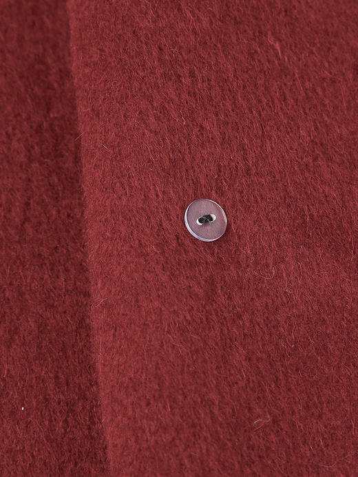 秋冬高级质感 酒红翻领双排扣长款大衣 宽松廓形大口袋通勤气质毛呢外套 商品图4