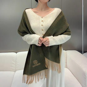 秋冬特惠💰300 HERMES🧣爱马仕围巾 巴黎时装展商务男士女士通用双面羊毛披肩