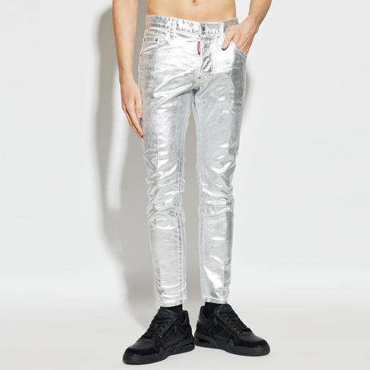 DSQUARED2 男士字母徽标标签棉质休闲牛仔裤 银色 S71LB1669 S39781 906 商品图1