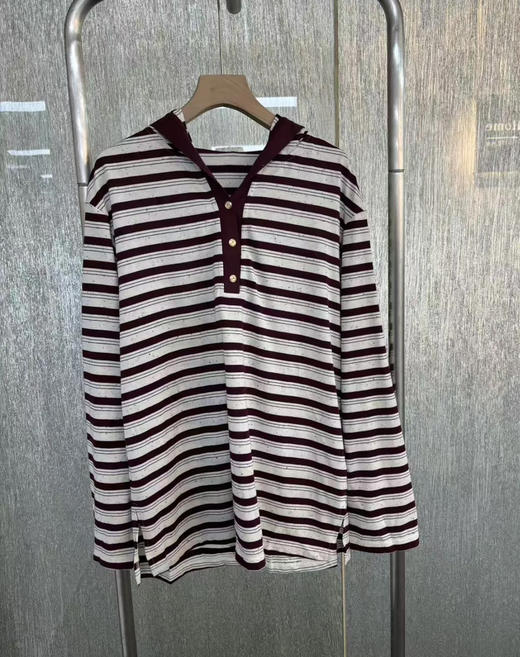 原单连帽条纹针织上衣 商品图4