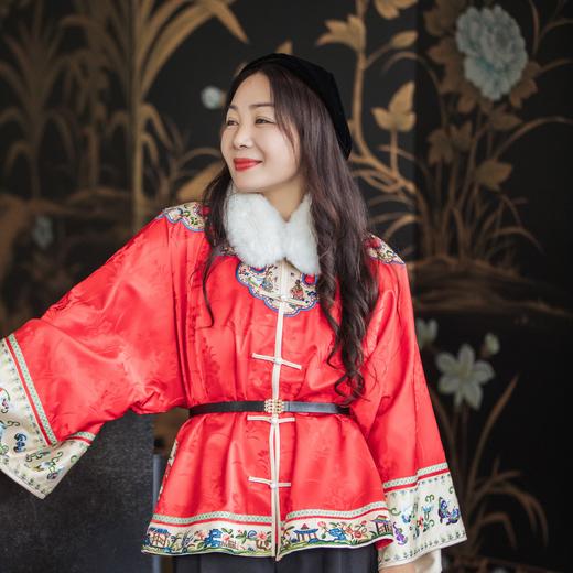 【林栖设计小店】（现货）【氅衣宽松，只做M/L两个码】真丝杭缎马面裙绣花氅衣上衣2025春季新品红色年服外套半身裙1951116-1951150 商品图10