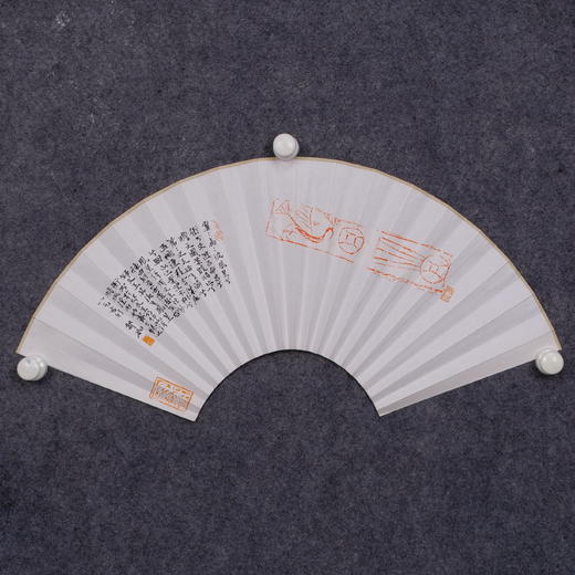 郭晶《晴窗-吉庆有余》26x52CM 手写纸本扇面题跋[双面] 商品图1