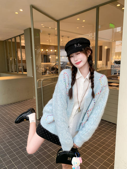 <曾小咸推荐>现货秒杀 ！微信超特价！韩系菱格开衫毛衣 日常189.99 立减90 秒杀99.99！！ 商品图5