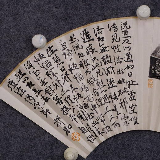 郭晶《一花五叶》26x52CM 手写纸本扇面题跋[双面] 商品图6