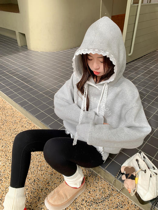 <曾小咸推荐>现货秒杀 ！微信超特价！蕾丝绣花加绒连帽卫衣 日常199.99 立减110 秒杀89.99！！ 商品图10