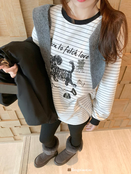 <曾小咸推荐>现货秒杀 ！微信超特价！条纹小狗设计T恤 日常139.99 立减60 秒杀79.99！！黑色羽绒服 日常599.99 秒杀359.99！！ 商品图9