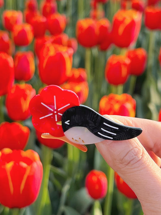 古古楽gugu梅开五福新春发饰    高定珠绣对夹花冠非遗绒花配饰 商品图3