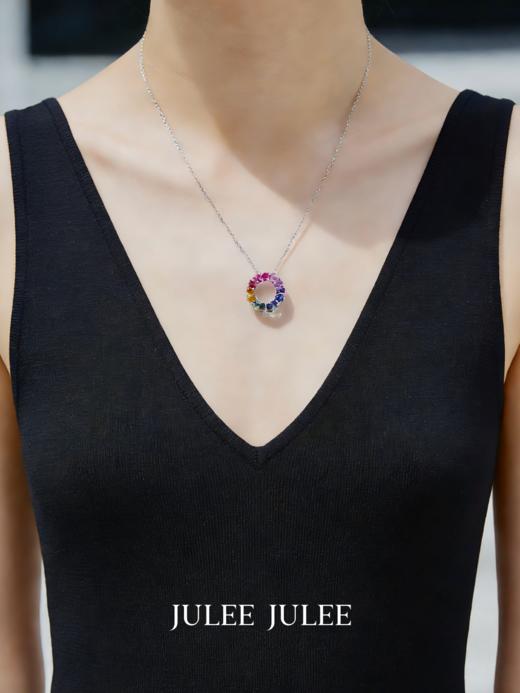 JULEE JULEE茱俪珠宝 18K玫瑰金/白金彩虹蓝宝石吊坠胸针两用款 商品图6