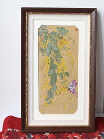 《合欢蝶影》押花画