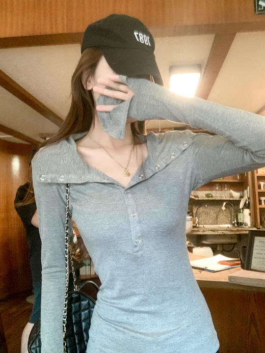 <曾小咸推荐>现货秒杀 ！微信超特价！2色韩系翻领喇叭袖t恤 日常119.99 立减50 秒杀69.99！！ 商品图7