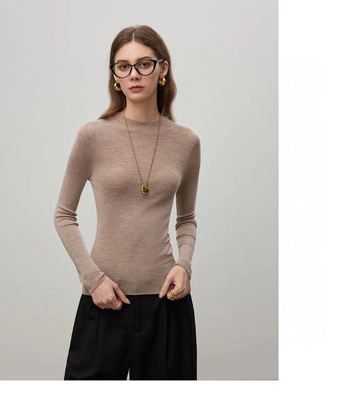 云仓 德国进口 48支3股100%羊毛， 精纺扬子纱 无缝一体打底毛衣 商品图6