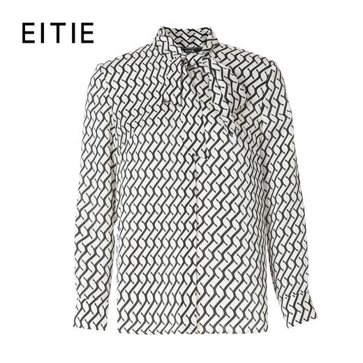 EITIE爱特爱气质飘带通勤百搭印花衬衫上衣2025春新款8109801 商品图0