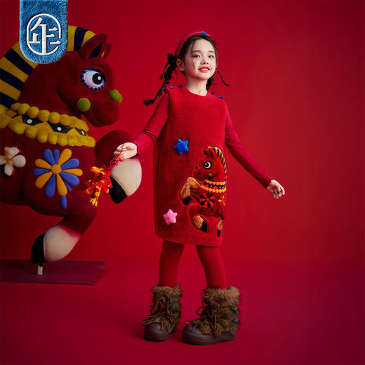 年衣童装儿童连衣裙女童冬季新款加厚宝宝裙子中式利马出发连衣裙 商品图2