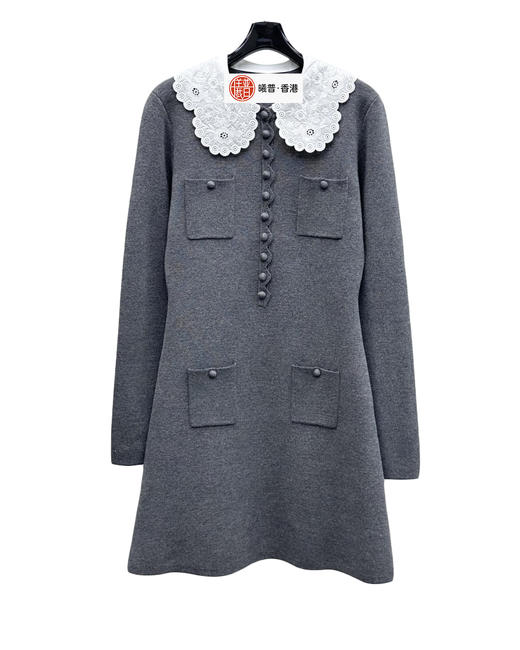 女款可拆卸领针织连衣裙hu 商品图0