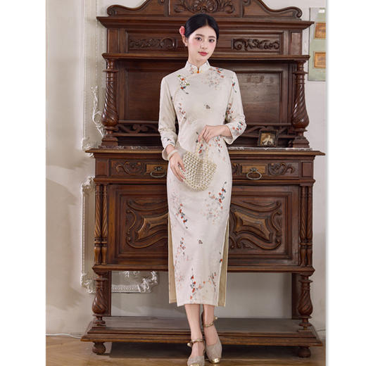 复古国风提花加绒年轻款旗袍新款改良新中式日常旗袍SYK661025 商品图0