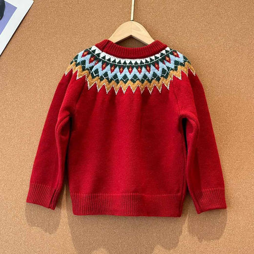 大童红色系费尔岛针织毛衣122306 商品图1