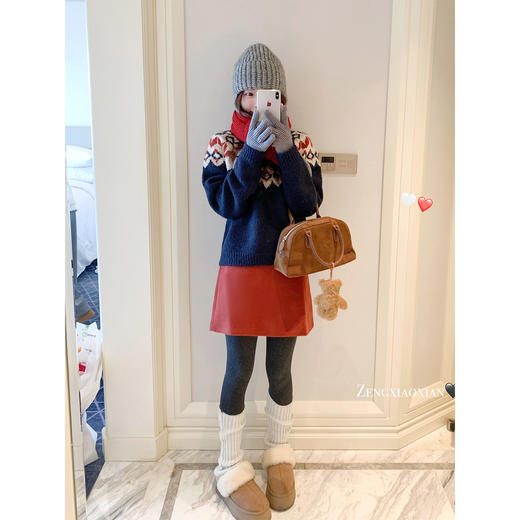 <曾小咸推荐>现货秒杀 ！微信超特价！3色韩系复古毛呢半裙 日常149.99 立减70 秒杀79.99！！杏咖蓝条毛衣秒杀89.99！！ 商品图2