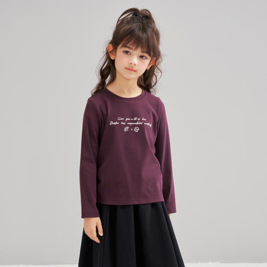 笛莎Deesha 2026春季女童基础印花腰间抽褶长袖T恤 商品图4