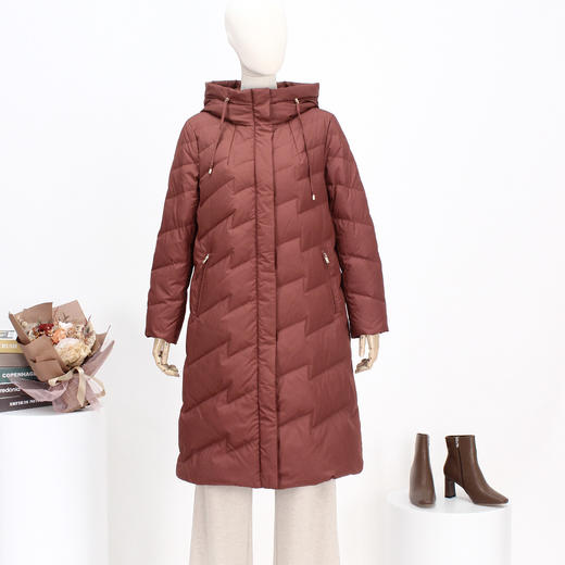 FOCALS新款H型时尚保暖白鸭绒连帽长款羽绒服外套FRSDD586J1 商品图0