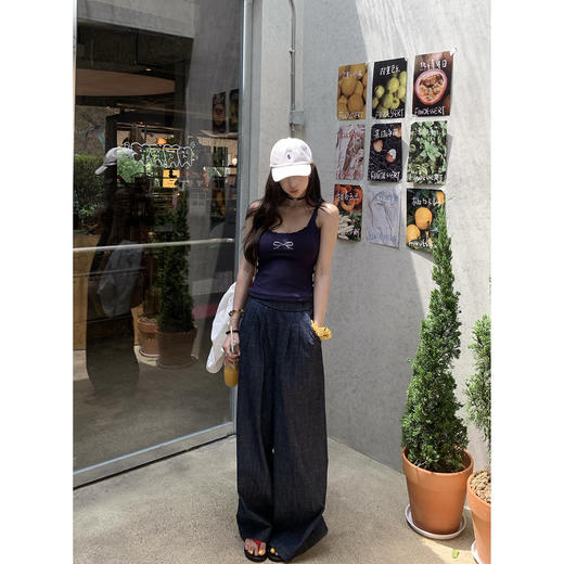 EKOOL衣库 烫钻蝴蝶结蕾丝花边吊带背心女夏季修身百搭显瘦上衣 商品图2