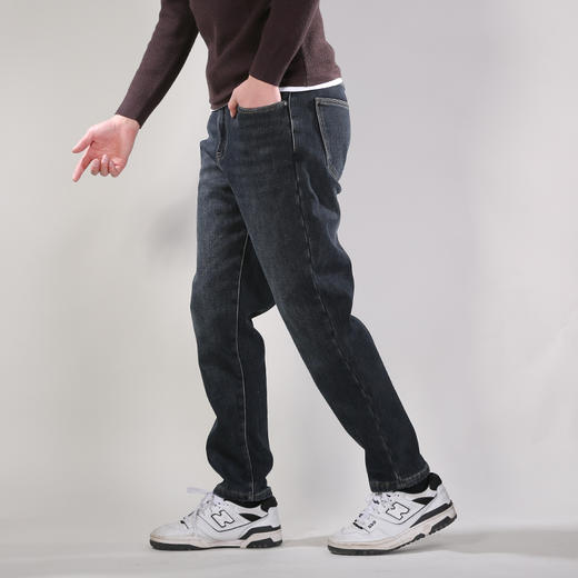 DRONKOO 2025 织带腰带表袋刺绣字母复合绒厚牛仔长裤 商品图2