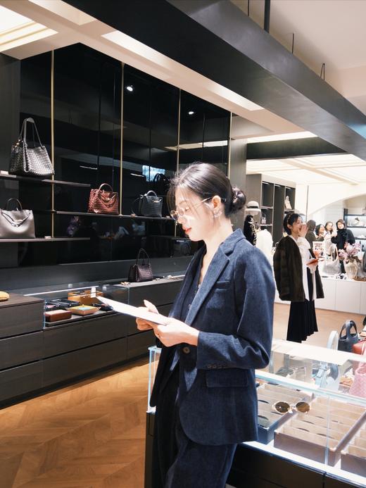 法小曼*子珍高级感深蓝色商务风长袖西装套装女新款牛仔肌理感通勤职业装CPM2572 商品图6