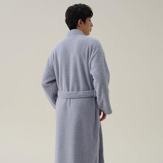 怡吾色纯色V领宽松保暖居家浴袍 | 男女款可选、加厚暖绒、保暖舒适 商品图6