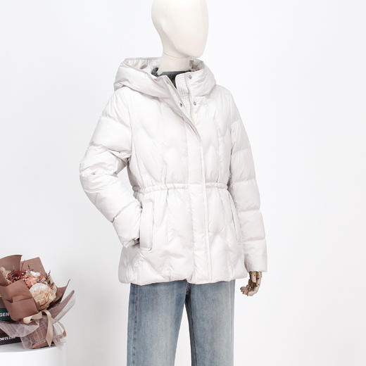 FOCALS新款时尚休闲绗缝收腰连帽白鸭绒短款羽绒服外套FRW8D071 商品图4