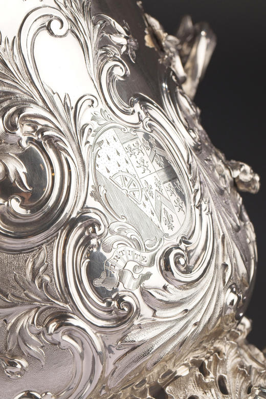 独角鹿西洋古董19世纪初英国顶级银坊Edward Barnard & Sons出品路易十五风格繁华卷叶主题纯银精雕冰酒桶一对 商品图8