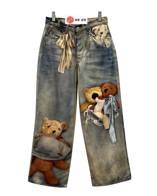 男款玩偶印花牛仔裤长裤la001 商品图0